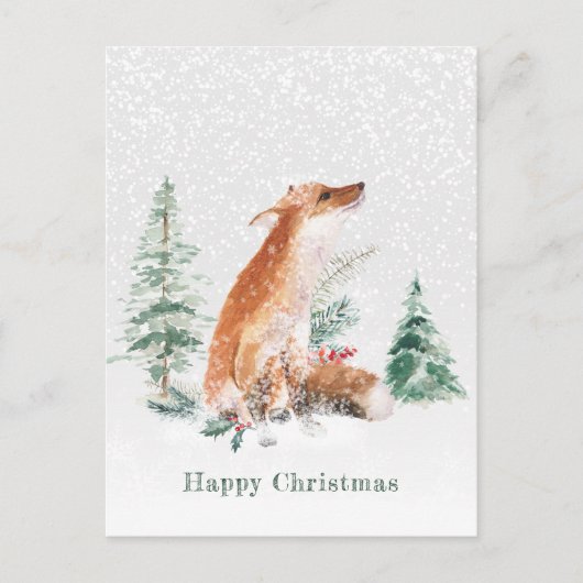 Woodland Winter Fox Pine Briefkaart (Voorkant)