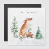 Woodland Winter Fox Pine Magnetic Card (Voorkant / Achterkant)