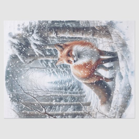 Woodland Winter Fox Tissuepapier (Voorkant)