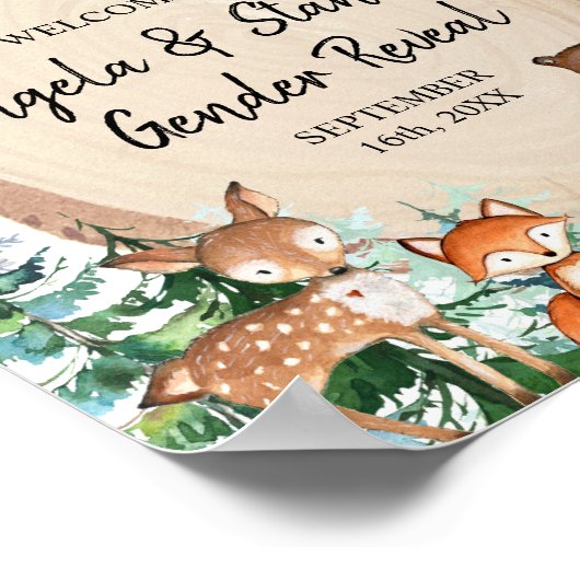 Woodland Winter Gender onthulling Animal Welkomstb Poster (Hoek)