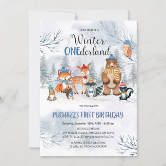 Woodland Winter ONE derland Invitation d'anniversa