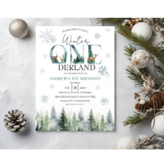 Woodland Winter ONEderland Uitnodiging