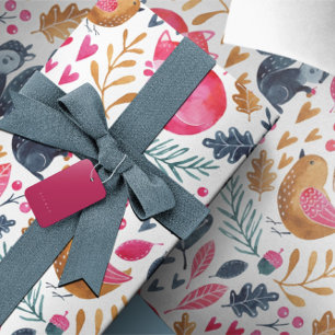 Woodland Winter Waterverf Fox Kerstmis Cadeaupapier