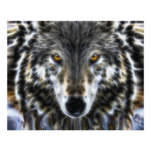 Woodland Wolf Inspirerend Portrait Foto Afdruk