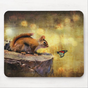 Woodland Wonder - Squirrel & Butterfly Mousepad Muismat