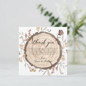 Woodland Wood Slice Mariage Merci Cartes (Debout devant)