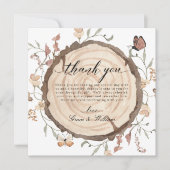 Woodland Wood Slice Mariage Merci Cartes (Devant)