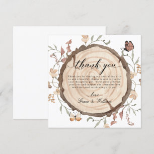 Woodland Wood Slice Mariage Merci Cartes