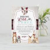 Woodland Young Wild en drie verjaardagen Kaart (Staand voorkant)