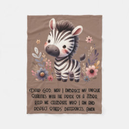 Woodland Zebra Kinder Christelijke Gebed op Bruin  Fleece Deken