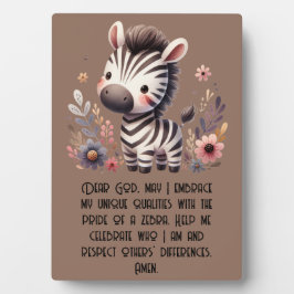 Woodland Zebra Kinder Christelijke Gebed op Bruin  Fotoplaat