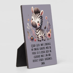Woodland Zebra Kinder Christelijke Gebed op Paarse Fotoplaat