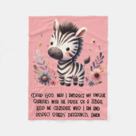 Woodland Zebra Kinder Christelijke gebeden op roze Fleece Deken