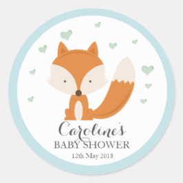 Woodlands Fox Blue Love Blauw Baby shower Sticker 