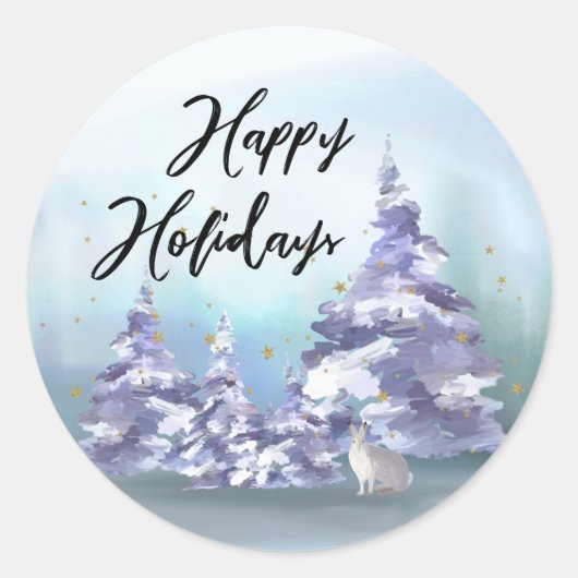 Woodlands Prettige feestdagen Envelope Seals Ronde Sticker (Voorkant)