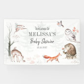 Woodlands Rustic Forest Animals Baby shower Custom Spandoek (Horizontaal)