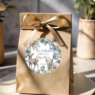 Woodlands schattige babydieren baby shower gunst ronde sticker