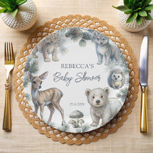 Woodlands schattige babydieren baby shower op maat papieren bordje