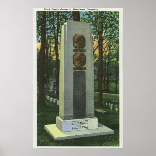 Woodlawn Cemetery, Mark Twain Gravestone Scene Poster (Voorkant)