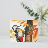 Woodpecker Aquarel Briefkaart (Staand voorkant)