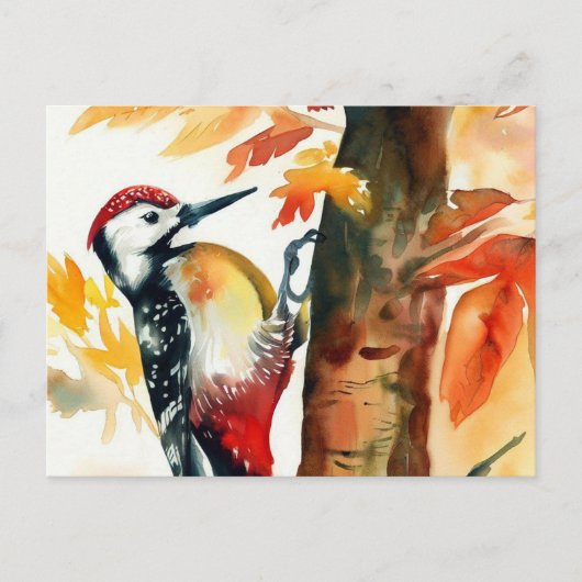 Woodpecker Aquarel Briefkaart (Voorkant)