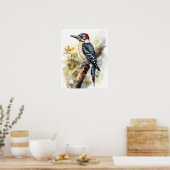 Woodpecker Bird Art Print Poster (Keuken)