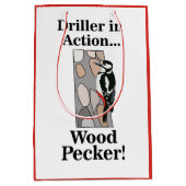 Woodpecker Bird Grappige Verjaardag Medium Cadeauzakje (Voorkant)