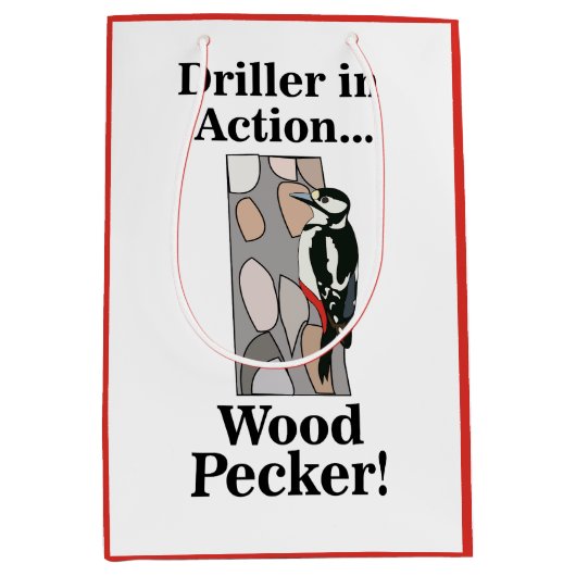 Woodpecker Bird Grappige Verjaardag Medium Cadeauzakje (Voorkant)