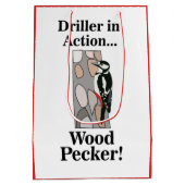 Woodpecker Bird Grappige Verjaardag Medium Cadeauzakje (Achterkant)