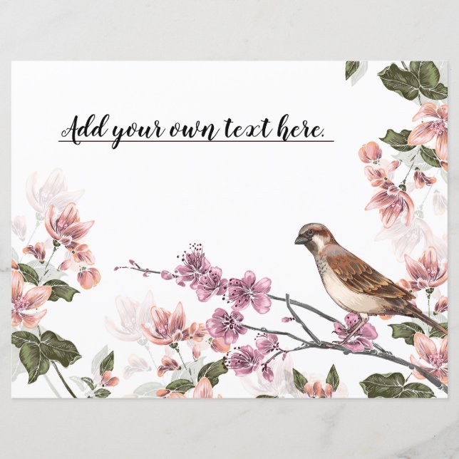  Woodpecker Flowers Journal Scrapbook Paper (Voorkant)