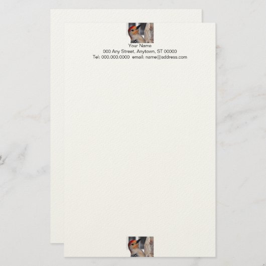 Woodpecker Portrait Stationery Briefpapier (Voorkant / Achterkant)