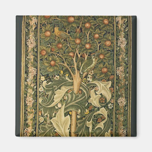 Woodpecker van William Morris,  textielkunst Magneet (Voorkant)