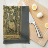 Woodpecker van William Morris,  textielkunst Theedoek (Quarter Fold)