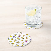 Woodstock Fun Pattern Ronde Kartonnen Onderzetter (Insitu)