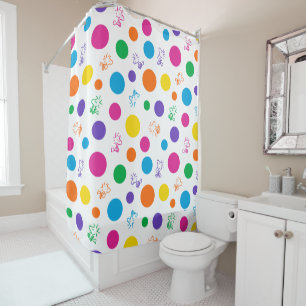 Woodstock Rainbow Polka Dot Pattern Douchegordijn