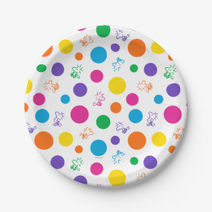 Woodstock Rainbow Polka Dot Pattern Papieren Bordje
