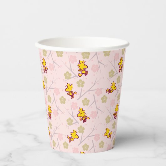 Woodstock Roze Cherry Blossom Pattern Papieren Bekers (Voorkant)