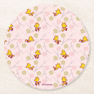 Woodstock Roze Cherry Blossom Pattern Ronde Kartonnen Onderzetter