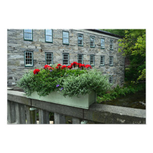 Woodstock, Vermont, Bridge Flower Box Foto Afdruk