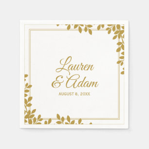 Woodsy Cocktail servetten Blad Lijst (Goud) LT