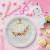 Woodsy Fall Wedding White Pumpkin Red Blush Floral Papieren Bordje (Feest)