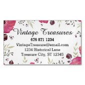 Woodsy Leaf en Bloemen Roze en Grijs Patroon Magnetisch Visitekaartje (Voorkant)