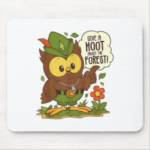 Woodsy Owl Geef een Hoot Over De Bos Arbor Dag Muismat