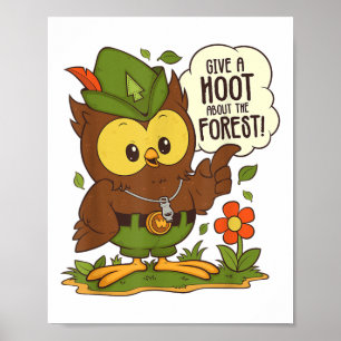 Woodsy Owl Geef een Hoot Over De Bos Arbor Dag Poster