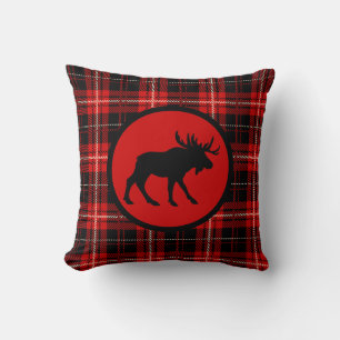 Woodsy Red Pset Moose Print Kussen