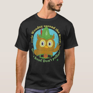 Woodsy Uil geven een schot gestresst en vervaagd T-shirt