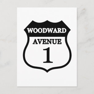 Woodward Avenue Route 1 van het Teken Woodward Gif Briefkaart