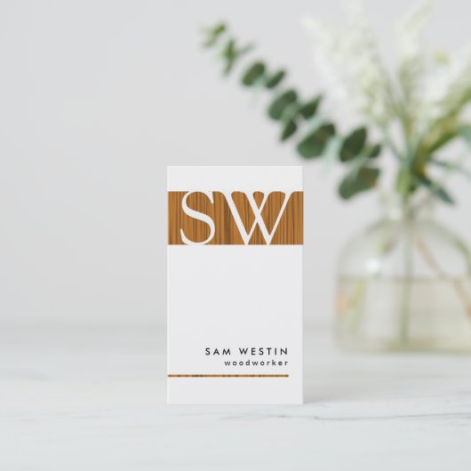 Woodworker Bold Monogram Carte de visite (Debout devant)