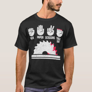 Woodworking Rock Paper Scissors Table T-shirt