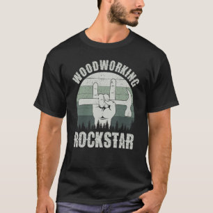 Woodworking rockstar, grappige timmervader, retro  t-shirt